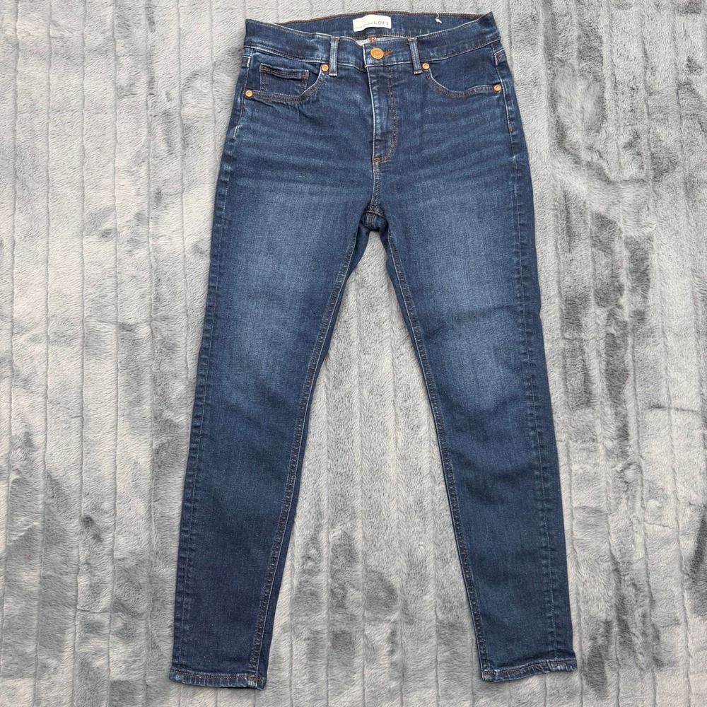 Loft Skinny Jeans Womens 6/28P Dark Indigo Blue High Rise Stretch Denim